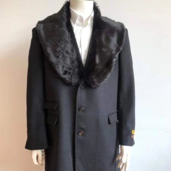 Long Jacket Ticket Pocket Designer Peacoat Sale ~ Wool men's Car Coat Mid Length - Picture 1 of 2